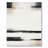 Abstract Brushstroke Black White Area Rug