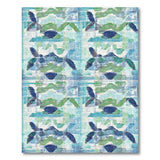 Sea Blue and Teal Sea Turtle Coastal Area Rug