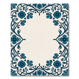 Blue and Teal Elegant Blue Floral Border Area Rug