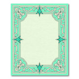 Teal Ornate Floral Border Area Rug