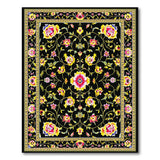 Multi-color and Patterns Vibrant Floral Persian Area Rug on Black