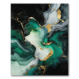 Emerald Gold Fluid Abstract Area Rug