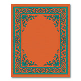 Orange Area Rug with Teal Floral Border