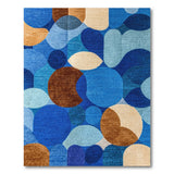 Blue Overlapping Circles Abstract Area Rug