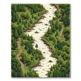 Serene Evergreen Forest River Trail Area Rug