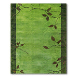Emerald Green Leaf Branch Border Rug