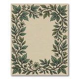 Lush Green Vine Floral Border Area Rug