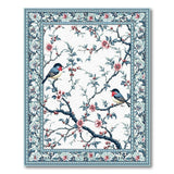Blue Chinoiserie Birds Blossoms Area Rug
