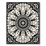 Black and White Black White Mandala Floral Area Rug