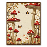 Boho Chic Whimsical Red Mushroom Forest Area Rug
