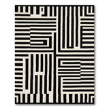 ODIKA Modern Geometric Maze Washable Area Rug - Black & White Low Pile Non-Slip Carpet