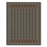 Black Lattice Stripe Persian Area Rug with Red Border