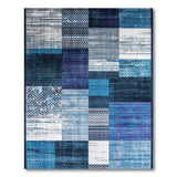 Blue Patchwork Distressed Vintage Area Rug