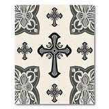 Vintage Gothic Cross Washable Area Rug - Black and Cream