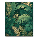 Floral Vintage Lush Green Monstera Palm Leaf Area Rug