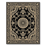 Ornate Black Gold Medallion Persian Rug