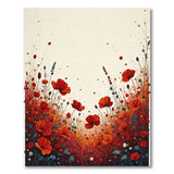 ODIKA Red Poppy Floral Washable Area Rug - Low Pile Non-Slip Artistic Meadow Decor