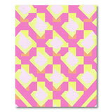 Vibrant Pink Yellow Geometric Diamond Area Rug