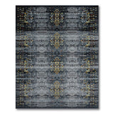 Black Grey Gold Heritage Tribal Area Rug