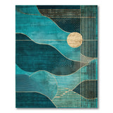 Teal Gold Wave Geometric Area Rug