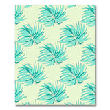 Coastal Beach Teal Palm Frond Coastal Area Rug
