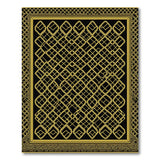 Bold Gold Geometric Lattice Area Rug on Black
