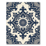 Blue and Teal Navy Blue Ornate Floral Damask Rug
