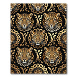 Gold Leopard Ornate Pattern Area Rug