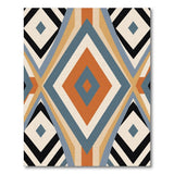 Geometric Teal Terracotta Diamond Area Rug