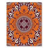 Vibrant Orange Mandala Floral Area Rug
