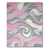 Pink Abstract Pink Wave Grey Area Rug