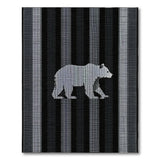 Grizzly Bear Silhouette Striped Area Rug