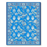 Blue Chinoiserie Porcelain Vase Floral Area Rug