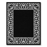Traditional Persian Ornate Black White Floral Border Rug