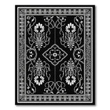 Intricate Black White Floral Persian Area Rug