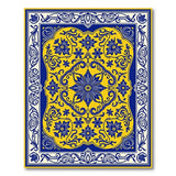 Ornate Blue Floral on Yellow Persian Area Rug
