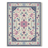 Cream Persian Floral Area Rug with Navy Pink