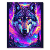 Neon Cosmic Wolf Area Rug
