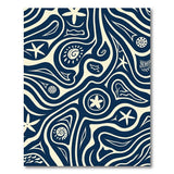Navy Blue Coastal Starfish Wave Area Rug