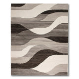 Wavy Black White Geometric Area Rug