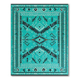 Southwestern Blue and Teal Teal Southwestern Geometric Area Rug