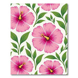 Floral Vintage Pink Vibrant Pink Hibiscus Floral Area Rug