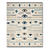 Blue and Teal Evil Eye Heritage Tribal Area Rug