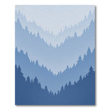 Layered Blue Pine Forest Silhouette Area Rug