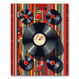 Vibrant Vinyl Records Multi-Color Geometric Rug
