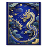 Imperial Blue Dragon Papercut Area Rug
