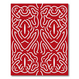 Red Persian Area Rug with Intricate White Patterns