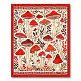 Floral Vintage Red Whimsical Red Mushroom Forest Area Rug
