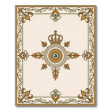 Ornate Gold Crown Sunburst Medallion Rug