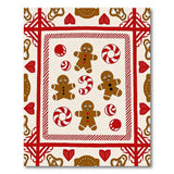 Red Festive Gingerbread Men Candy Cane Area Rug